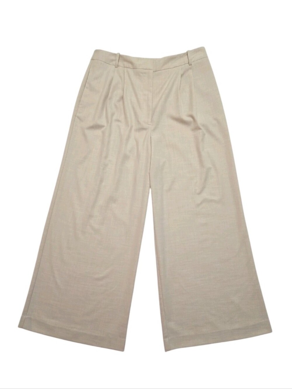 NWT Worthington Wide Leg Trousers 16P  Khaki White Cream Beige High Rise Pants